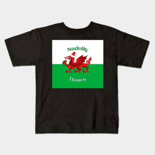 Nadolig Llawen - Christmas Welsh Dragon Flag Kids T-Shirt